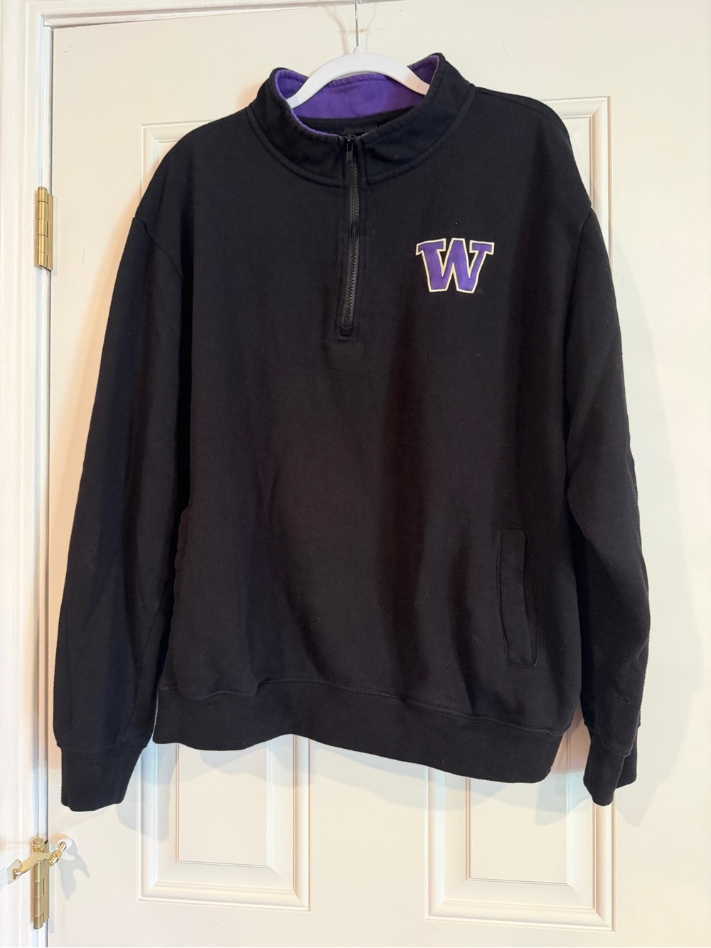Colosseum Black Quarter-Zip Pullover with Purple 'W' Accent